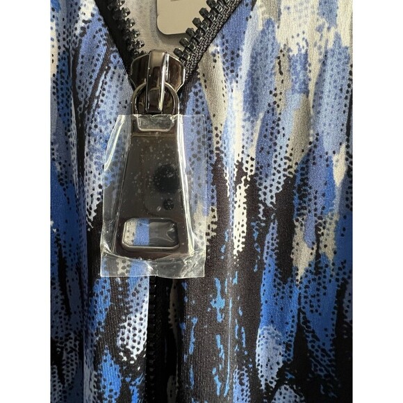 Women's Blue And White Coverup Dress With Zipper Detail Size Large NWT - Picture 5 of 11